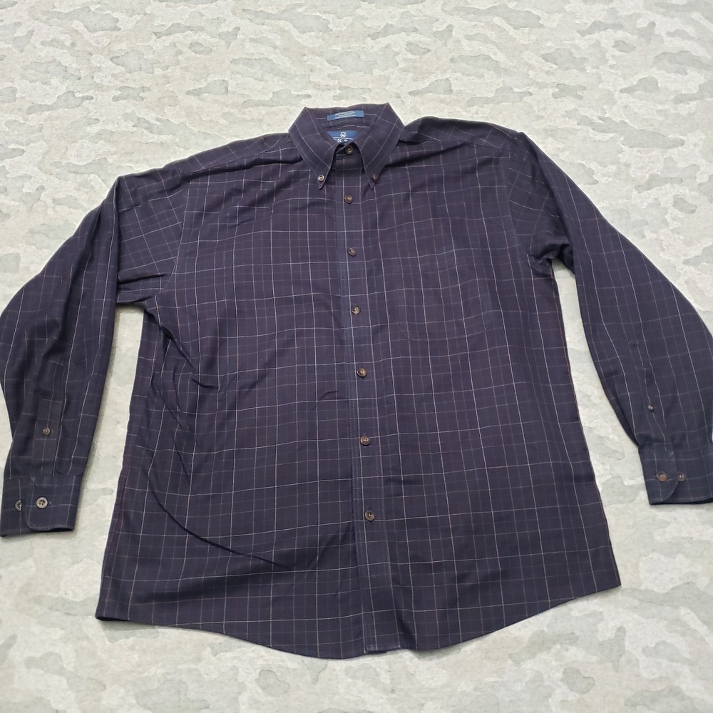 Enro Shirt Mens Medium Blue Non Iron Twill Long Sleeve‎ Button-Up